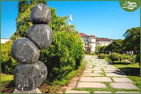 Ciottoli Colonna da Giardino in Marmo Nero